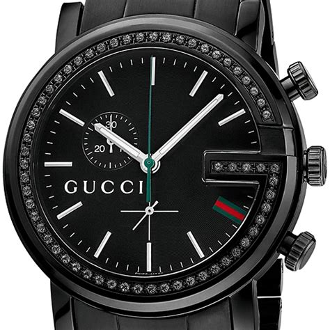 gucci watch black face diamonds|Gucci watch black diamond bezel.